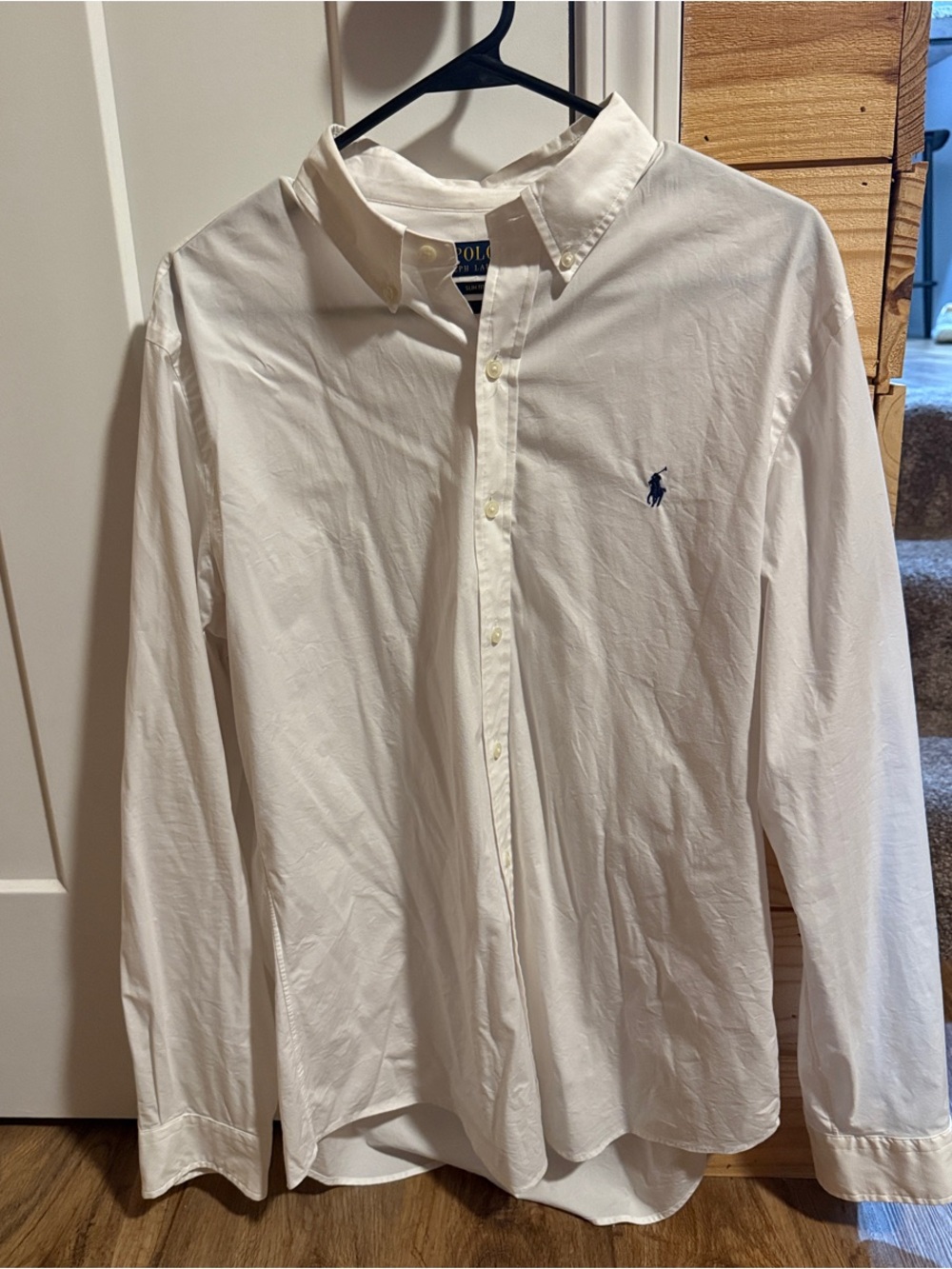 Polo by Ralph Lauren White Long-Sleeve Button-Down Shirt with Navy Pony